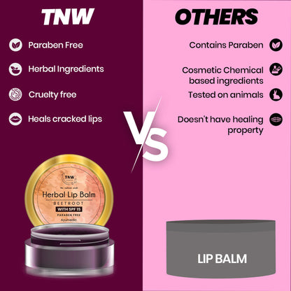 TNW The Natural Wash Herbal Beetroot Lip Balm With SPF 15 For Dry & Soft Lips - Non Sticky