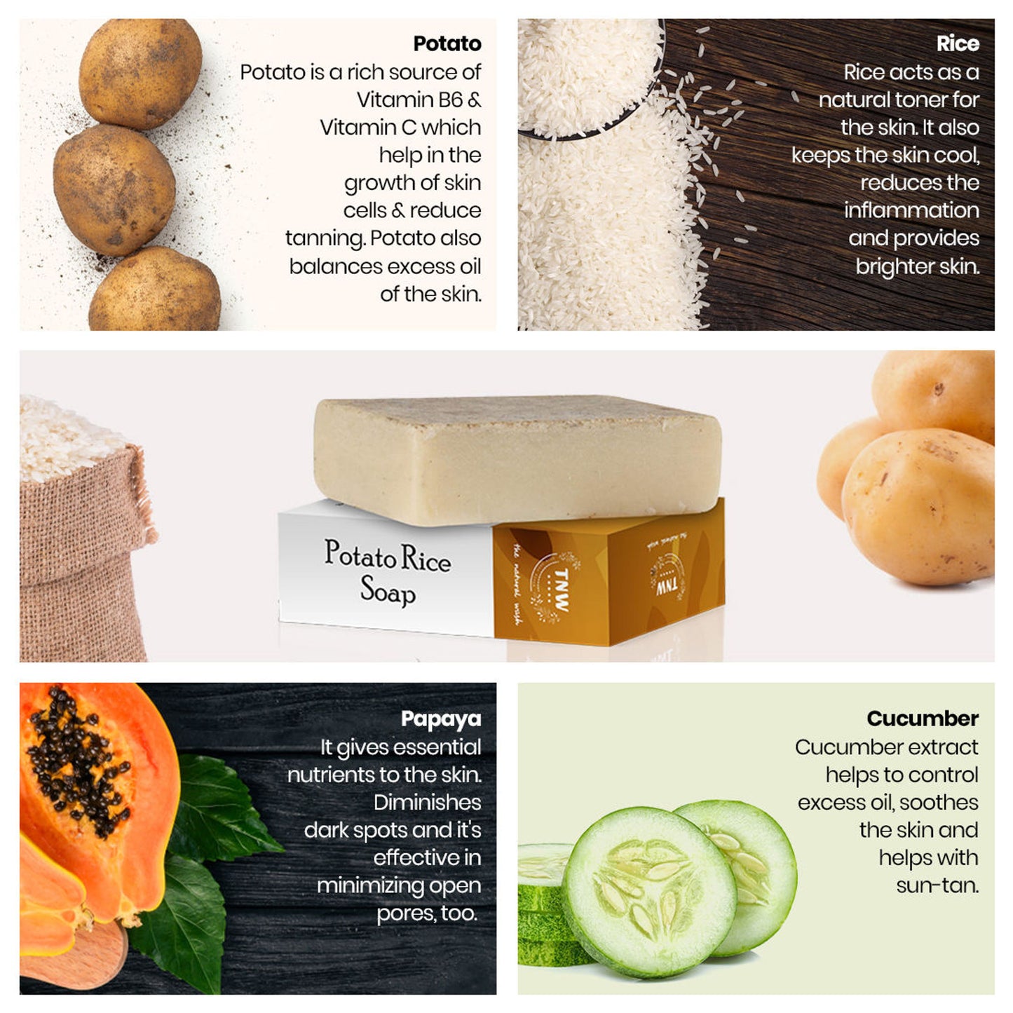 TNW The Natural Wash Handmade Potato Rice Bathing Soap For Oily SkinReduces Tanning & Pigmentation