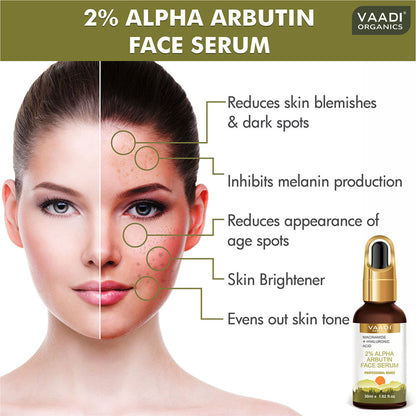 Vaadi Herbals 2% Alpha Arbutin Face Serum With Niacinamide & Hyaluronic Acid