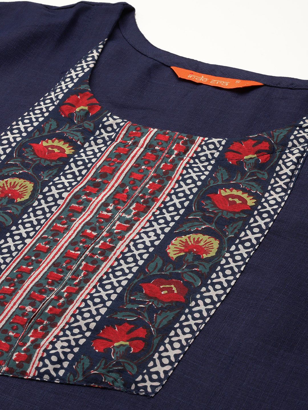 Dhiyona IE Floral Yoke Design Pure Cotton Kurta With Trousers & Dupatta