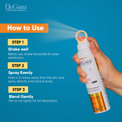 Eleganz Professional Hydrating Sunscreen Spray SPF 50 PA++++ With Hyaluronic Acid, Aloe Vera Extract