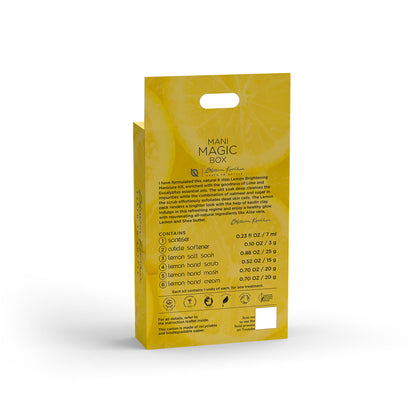 Aroma Magic Lemon Manicure and Pedicure Kit with lemon-scented tools and products for nail care and foot treatments.