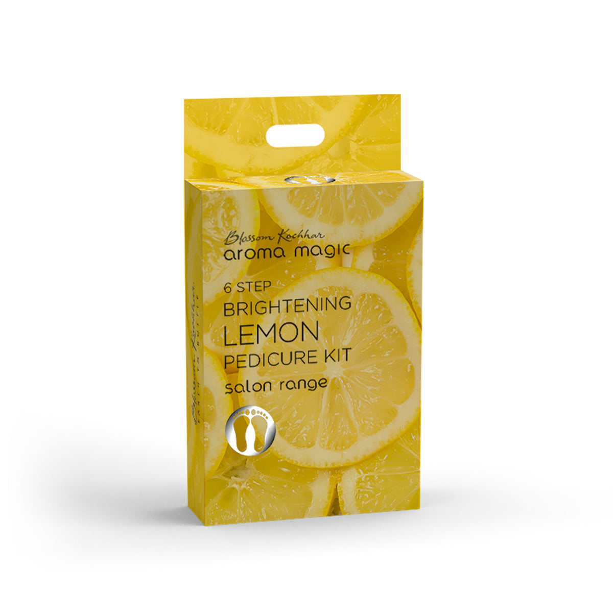 Aroma Magic Lemon Manicure and Pedicure Kit with natural lemon-infused skincare products for nail and foot care.