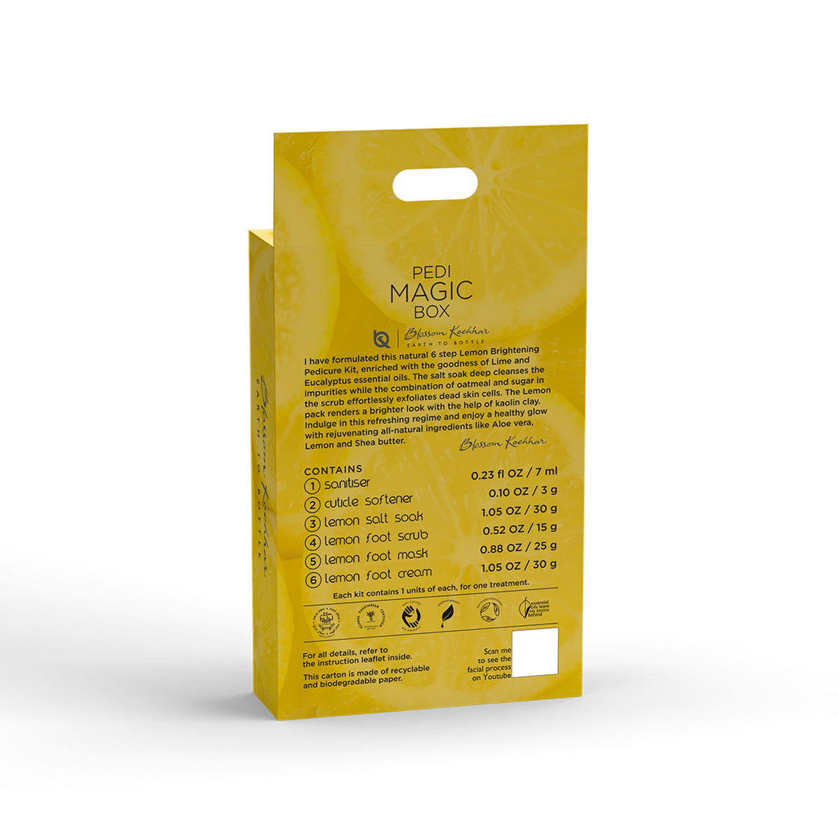Aroma Magic Lemon Manicure and Pedicure Kit with natural ingredients, featuring nail care tools and lemon extracts for healthy nails.