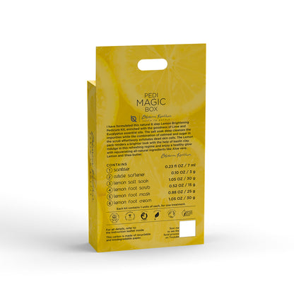 Aroma Magic Lemon Manicure and Pedicure Kit with natural ingredients, featuring nail care tools and lemon extracts for healthy nails.