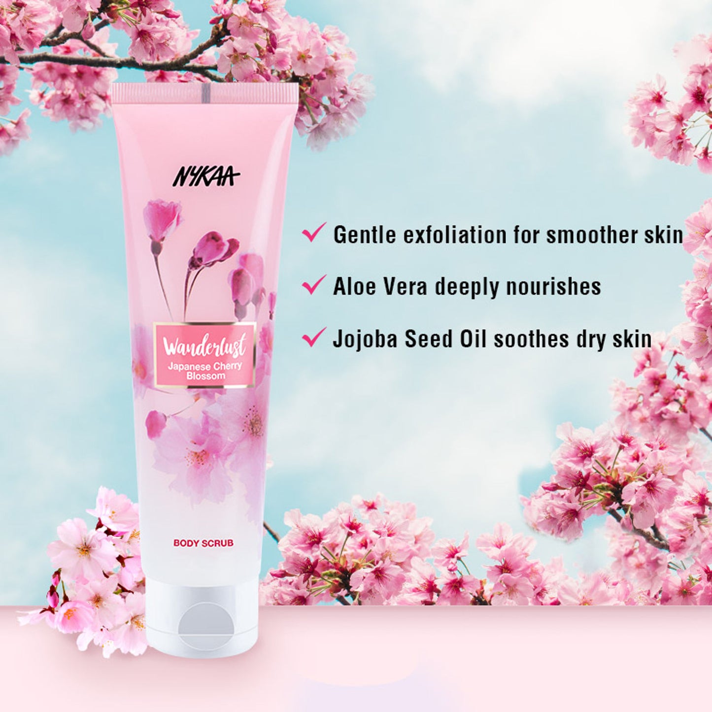 Nykaa Wanderlust Exfoliating Body Scrub - Japanese Cherry Blossom