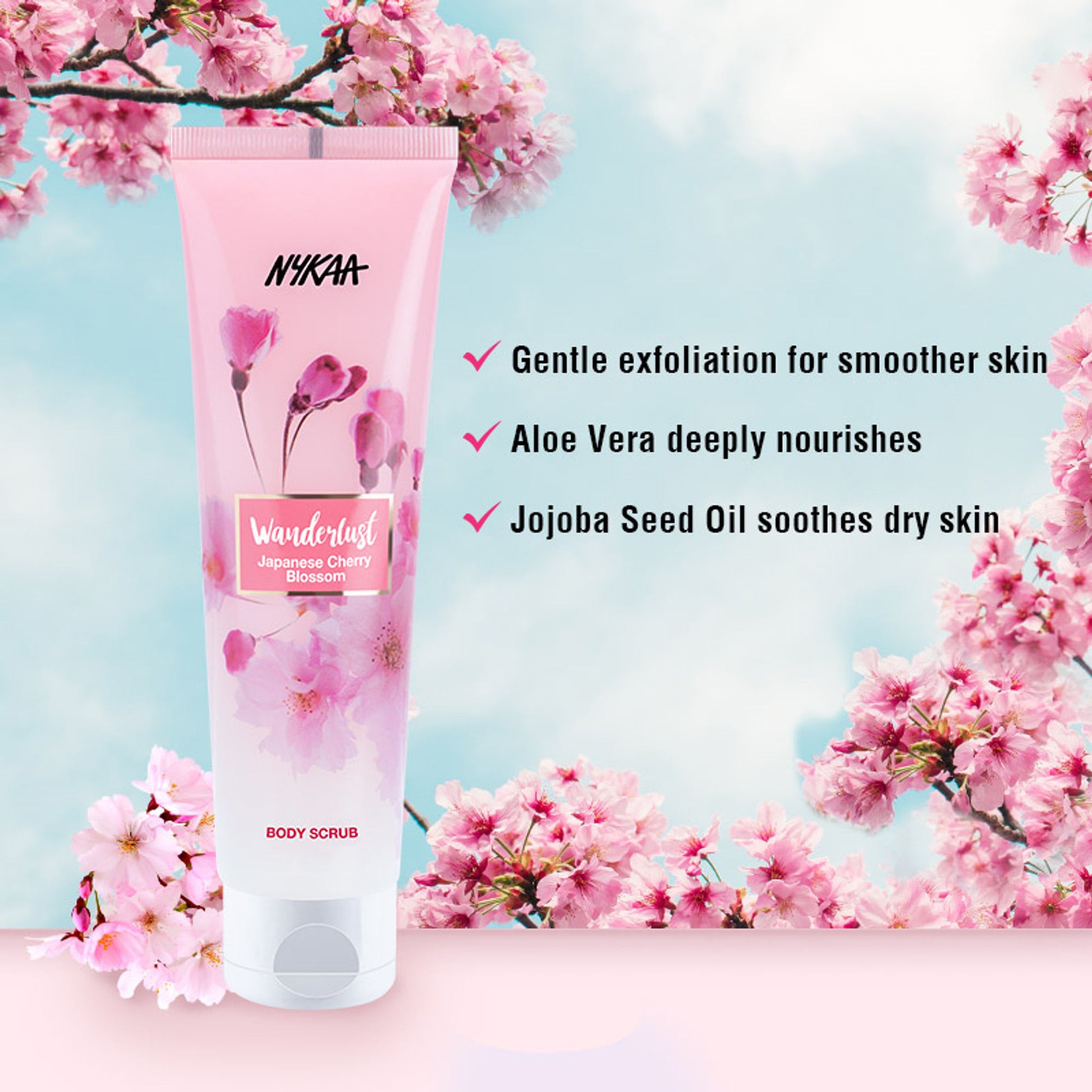 Nykaa Wanderlust Exfoliating Body Scrub - Japanese Cherry Blossom