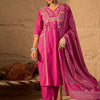 Dhiyona IE Women Ethnic Motifs Embroidered Cotton Kurta with Trousers & Dupatta
