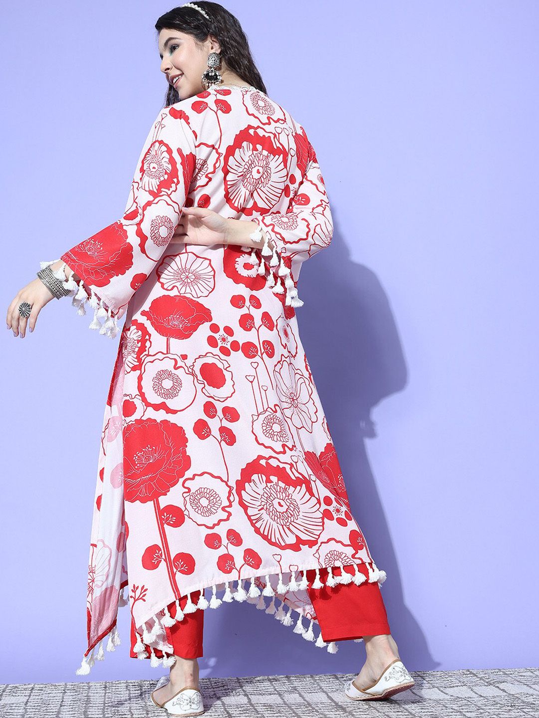 Indyancart VA Women's Printed A-Line Kurta with Trousers