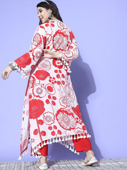 Indyancart VA Women's Printed A-Line Kurta with Trousers