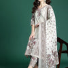 Dhiyona IE Floral Embroidered Pure Cotton Kurta with Trousers & Dupatta