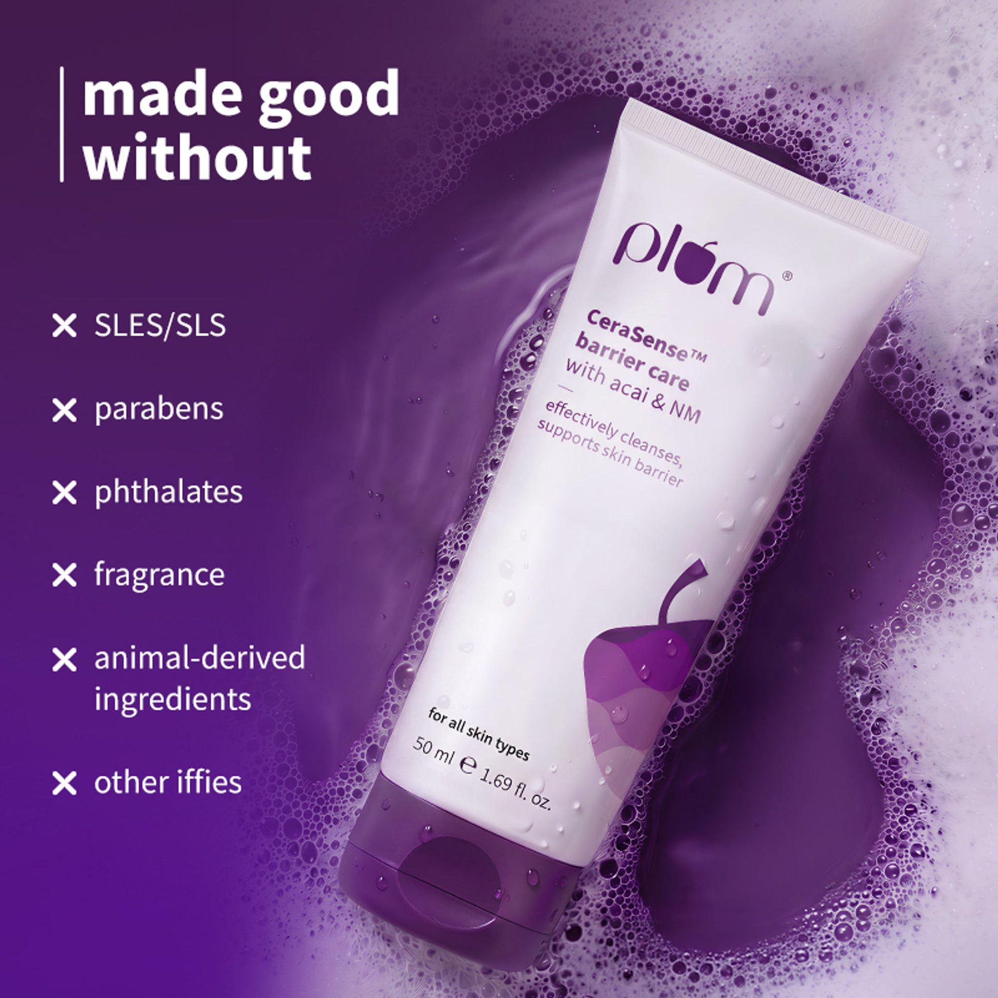 Plum CeraSenseTM Barrier Care Face Wash with Acai & 1% NMF