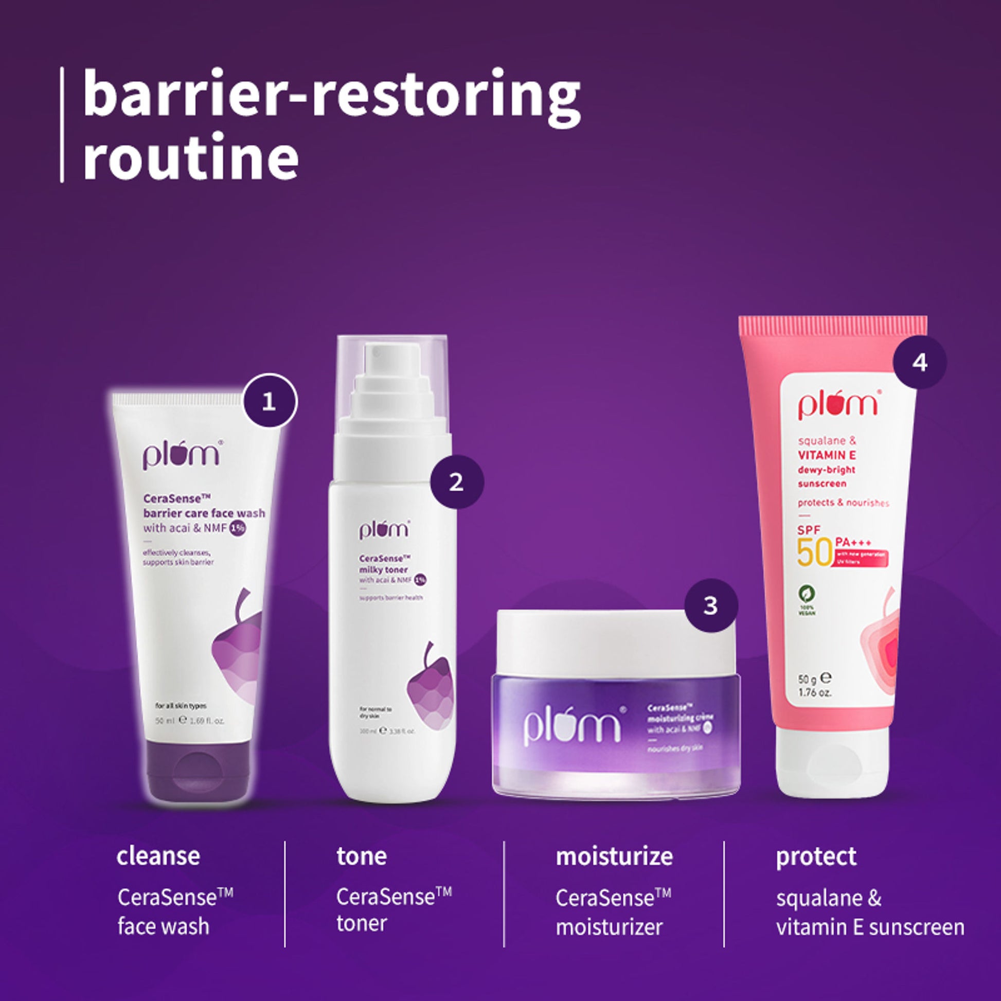 Plum CeraSenseTM Barrier Care Face Wash with Acai & 1% NMF