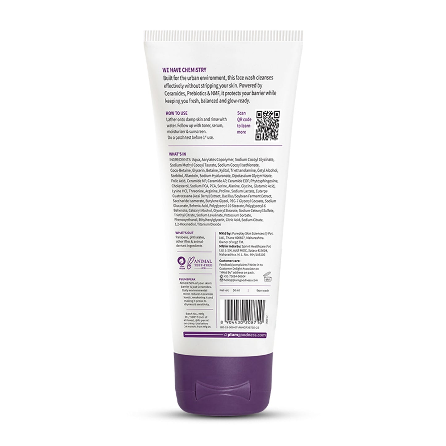 Plum CeraSenseTM Barrier Care Face Wash with Acai & 1% NMF