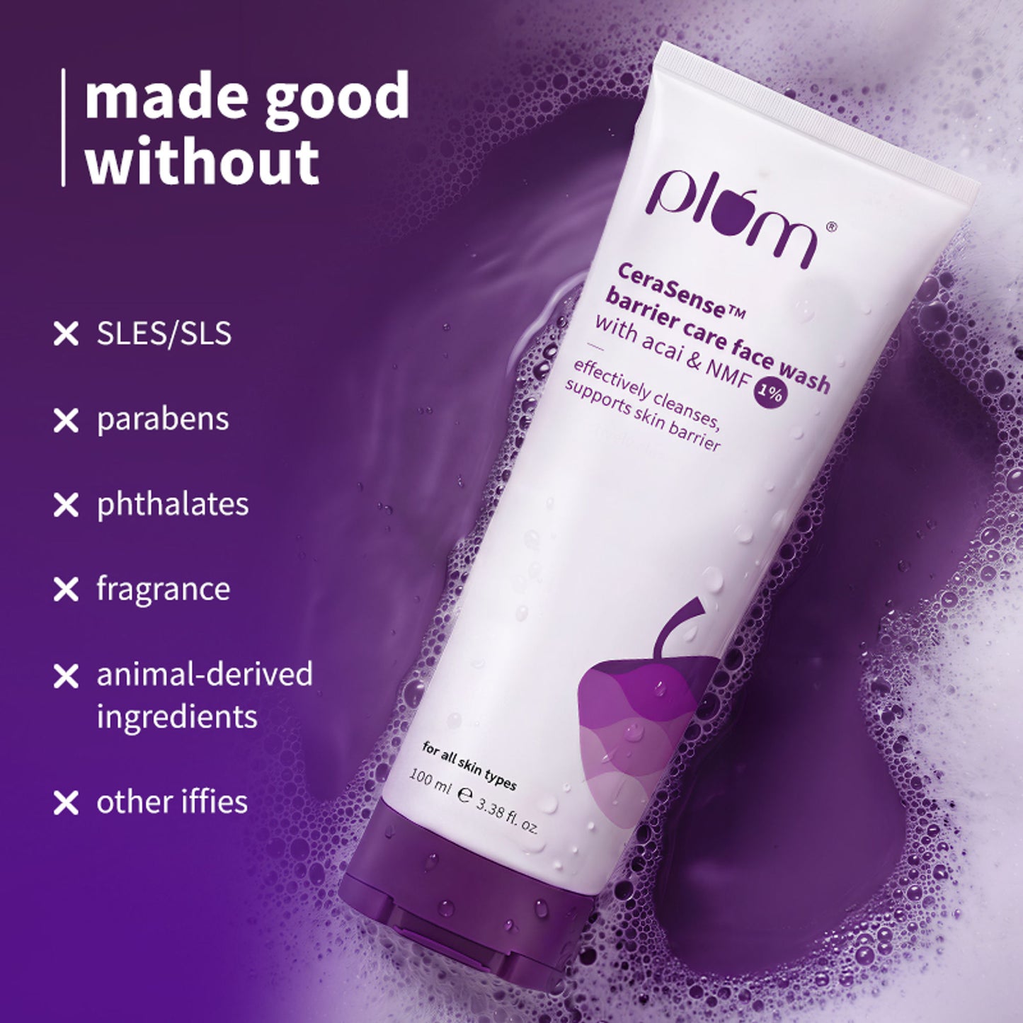 Plum CeraSenseTM Barrier Care Face Wash with Acai & 1% NMF