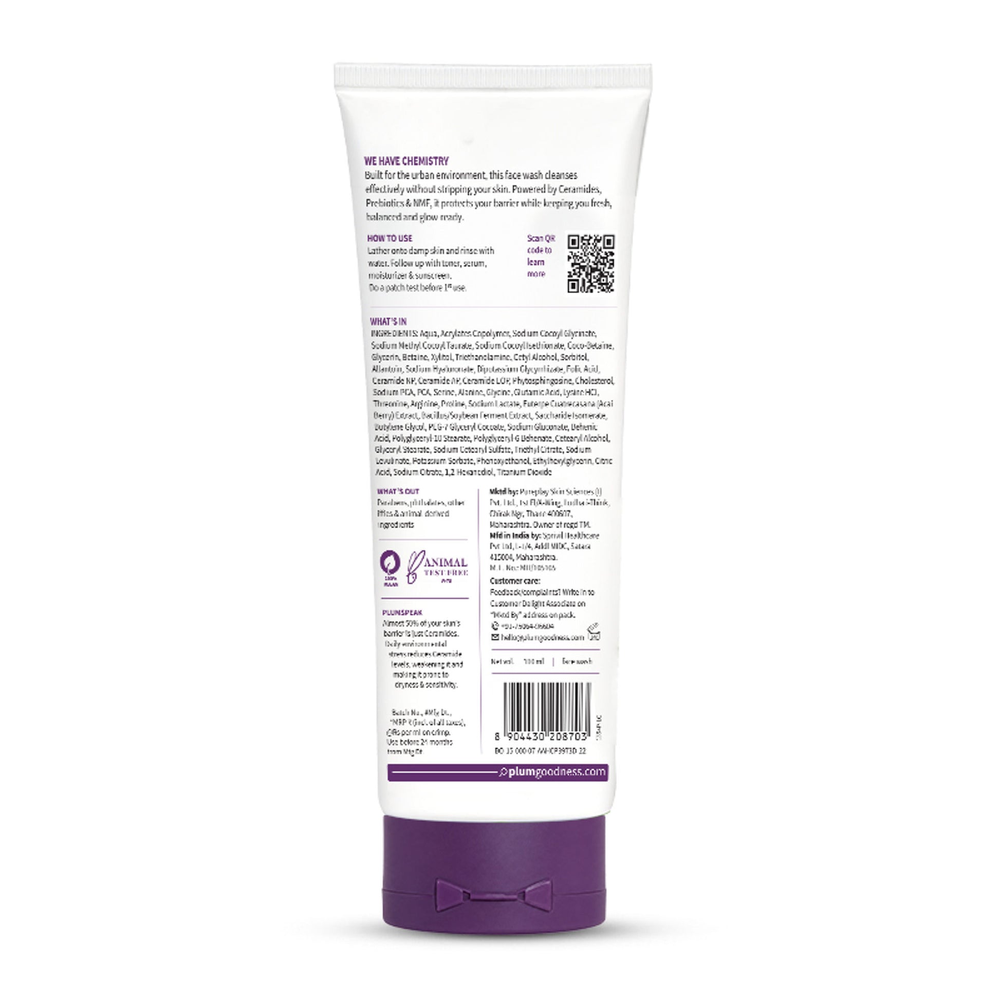 Plum CeraSenseTM Barrier Care Face Wash with Acai & 1% NMF