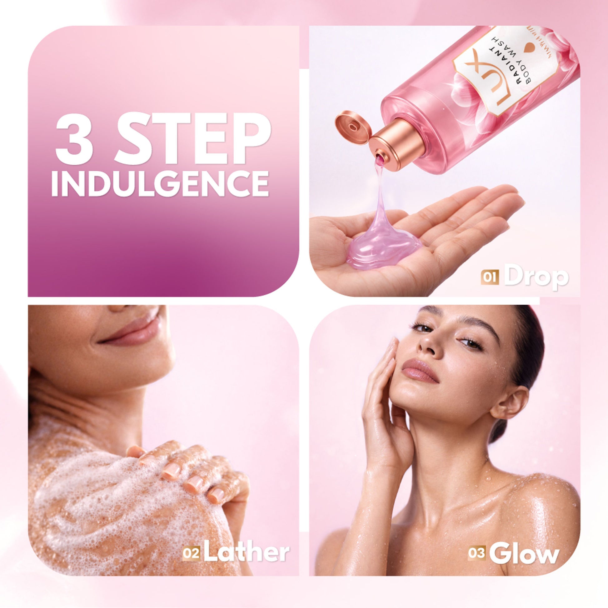 Lux French Rose Fragrance & Almond Oil Bodywash Shower Gel