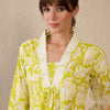 Indyancart IE Women Floral Printed Panelled Pure Cotton Kurta with Trousers