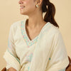 Dhiyona IE Women Ethnic Motifs Embroidered Thread Work Pure Cotton Kurta Trousers & Dupatta