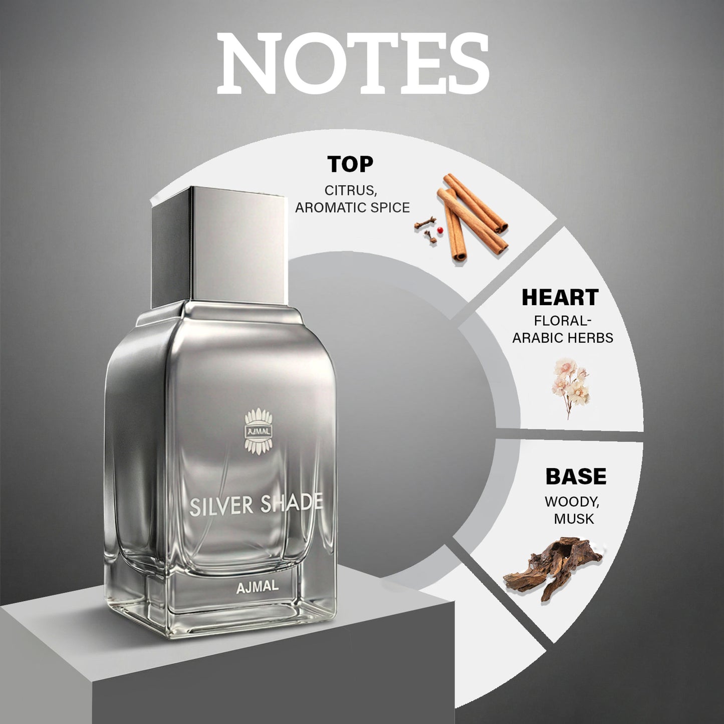 Ajmal Silver Shade Perfume Fresh Citrus Woody Musk Scent Luxury Giftset