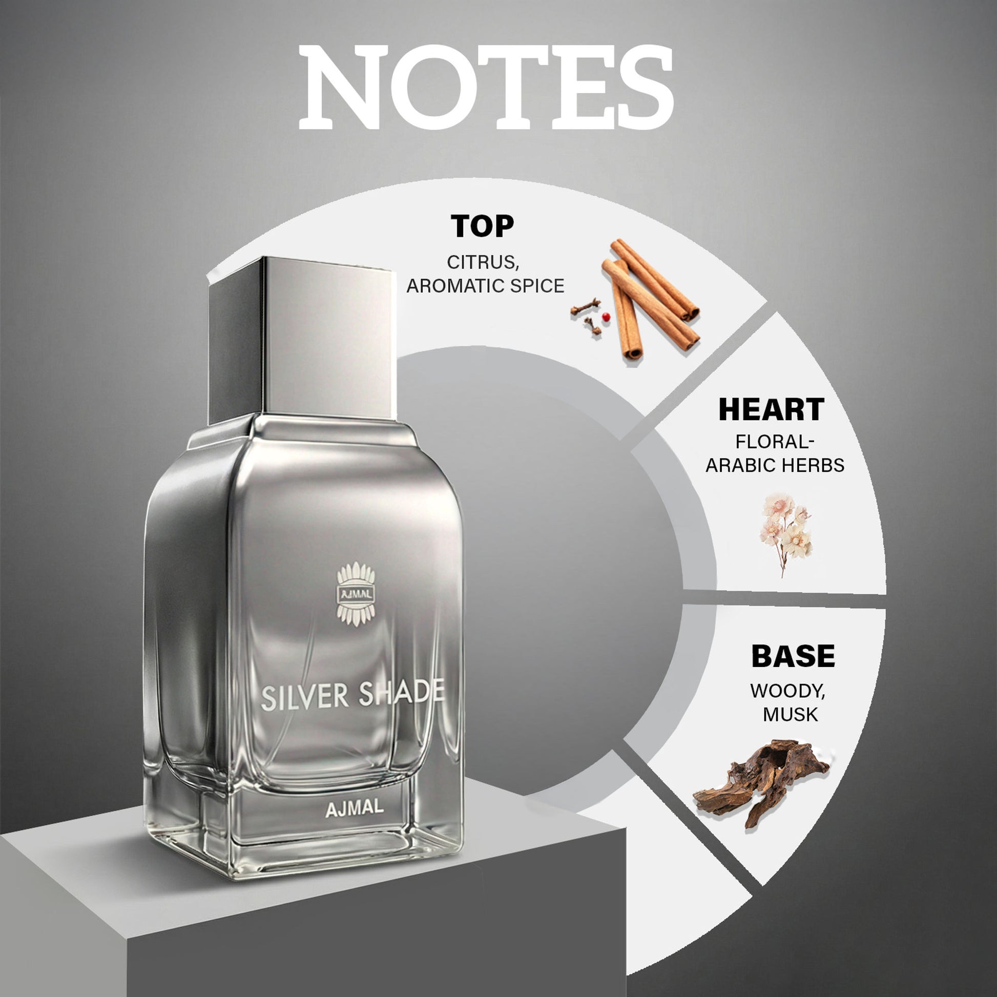 Ajmal Silver Shade Perfume Fresh Citrus Woody Musk Scent Luxury Giftset