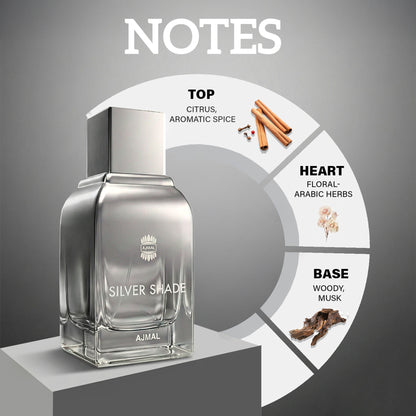 Ajmal Silver Shade Perfume Fresh Citrus Woody Musk Scent Luxury Giftset