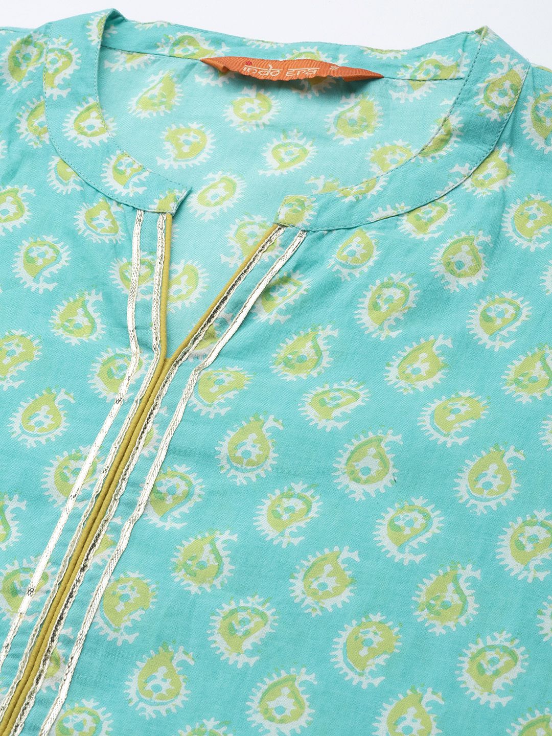 Dhiyona IE Women Blue Ethnic Motifs Printed Pure Cotton Kurta with Palazzos & With Dupatta