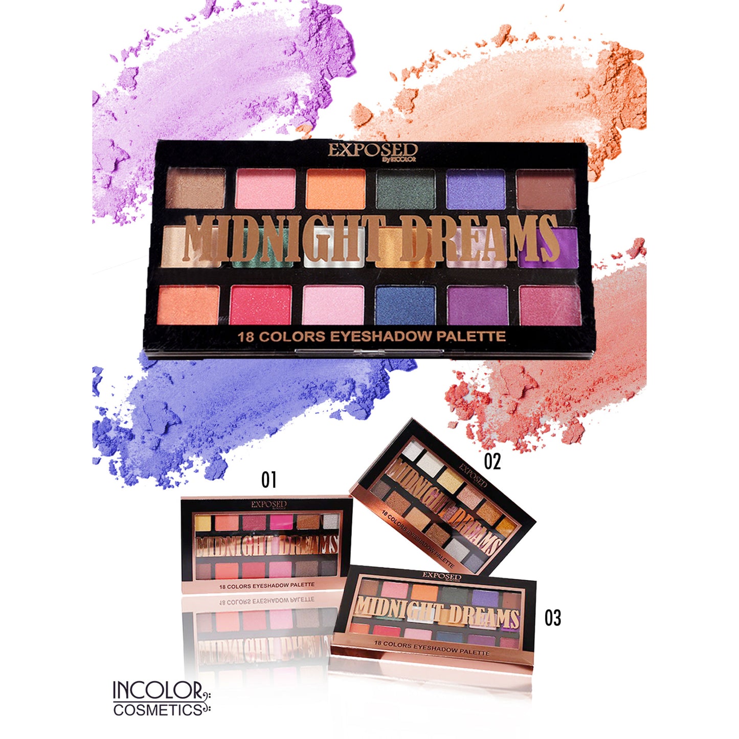 Incolor Exposed Midnight Dreams 18 Colors Eyeshadow Palette - 1