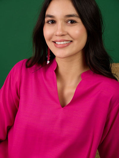 Indyancart SN Women's Mandarin Collar A-Line Kurta With Palazzo