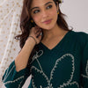 Indyancart IE Embroidered V-Neck Tunic With Trouser