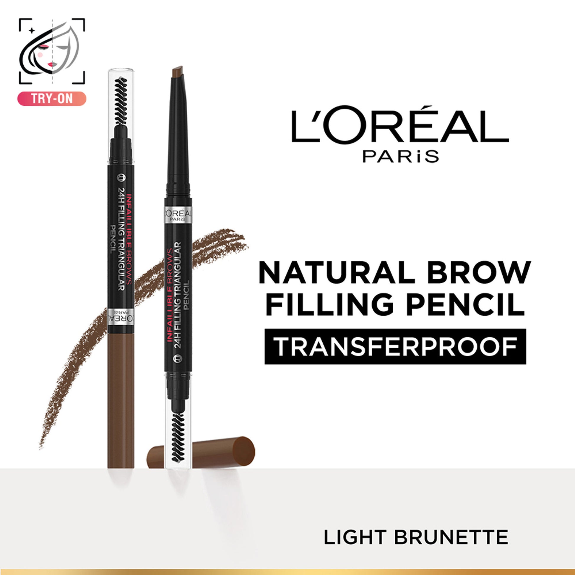 L'Oreal Paris Infallible 24H Brow Filling Triangular Pencil - 5.0 Light Brunette