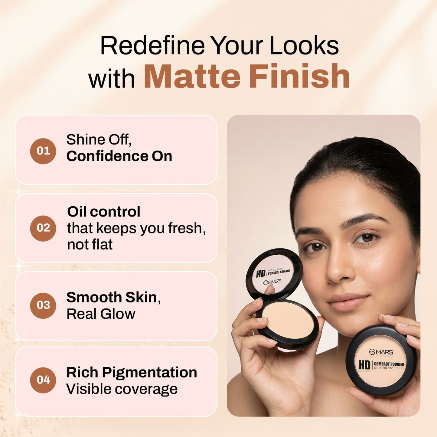 MARS HD Mattifying Compact Powder - 02-Vanilla