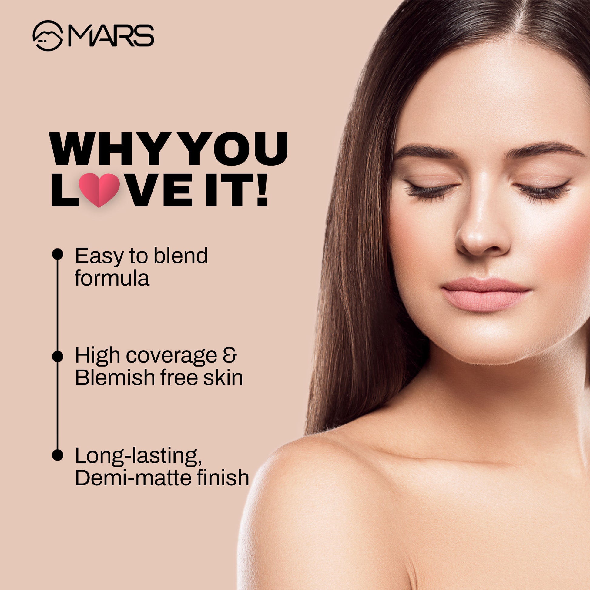 MARS SPF50 PA++++ High Coverage Liquid Foundation - 1