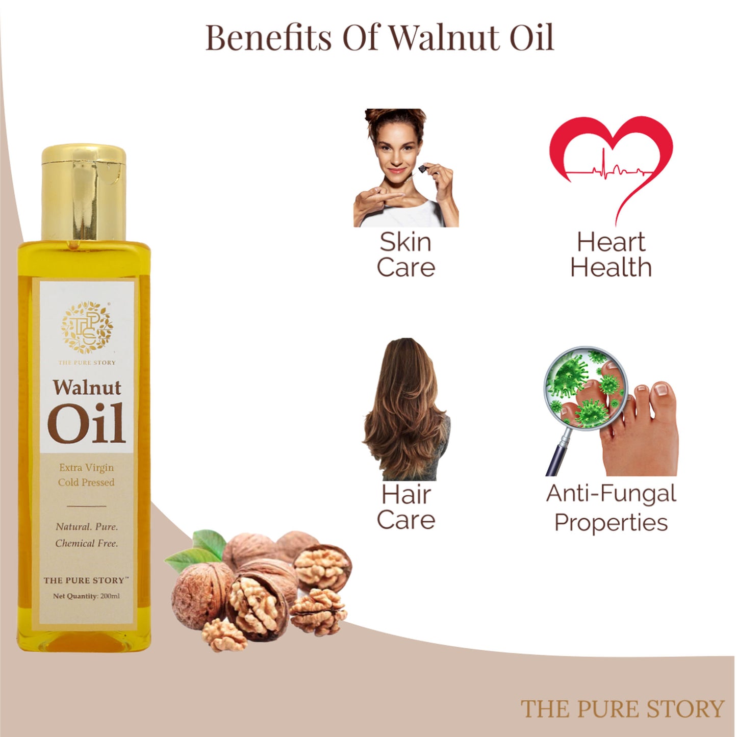 The Pure Story Natural Cold Pressed Oil for Hair & Skin with Walnut