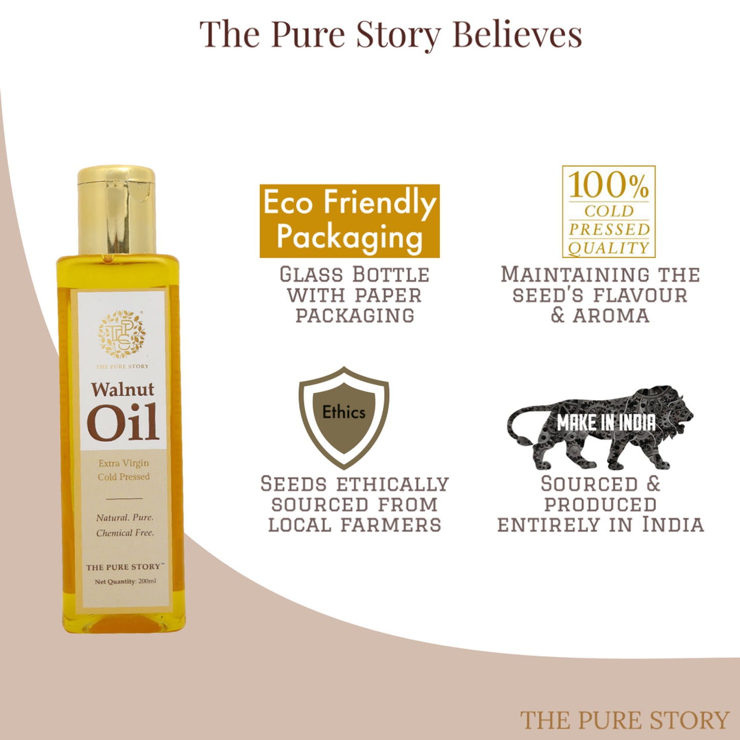 The Pure Story Natural Cold Pressed Oil for Hair & Skin with Walnut
