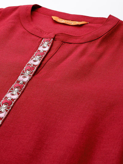 Indyancart IE Ethnic Motifs Embroidered Regular Kurta with Trousers & Dupatta