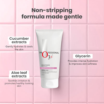 O3+ Brightening Face Wash with Cucumber & Aloe Vera Extract, All Skin Types