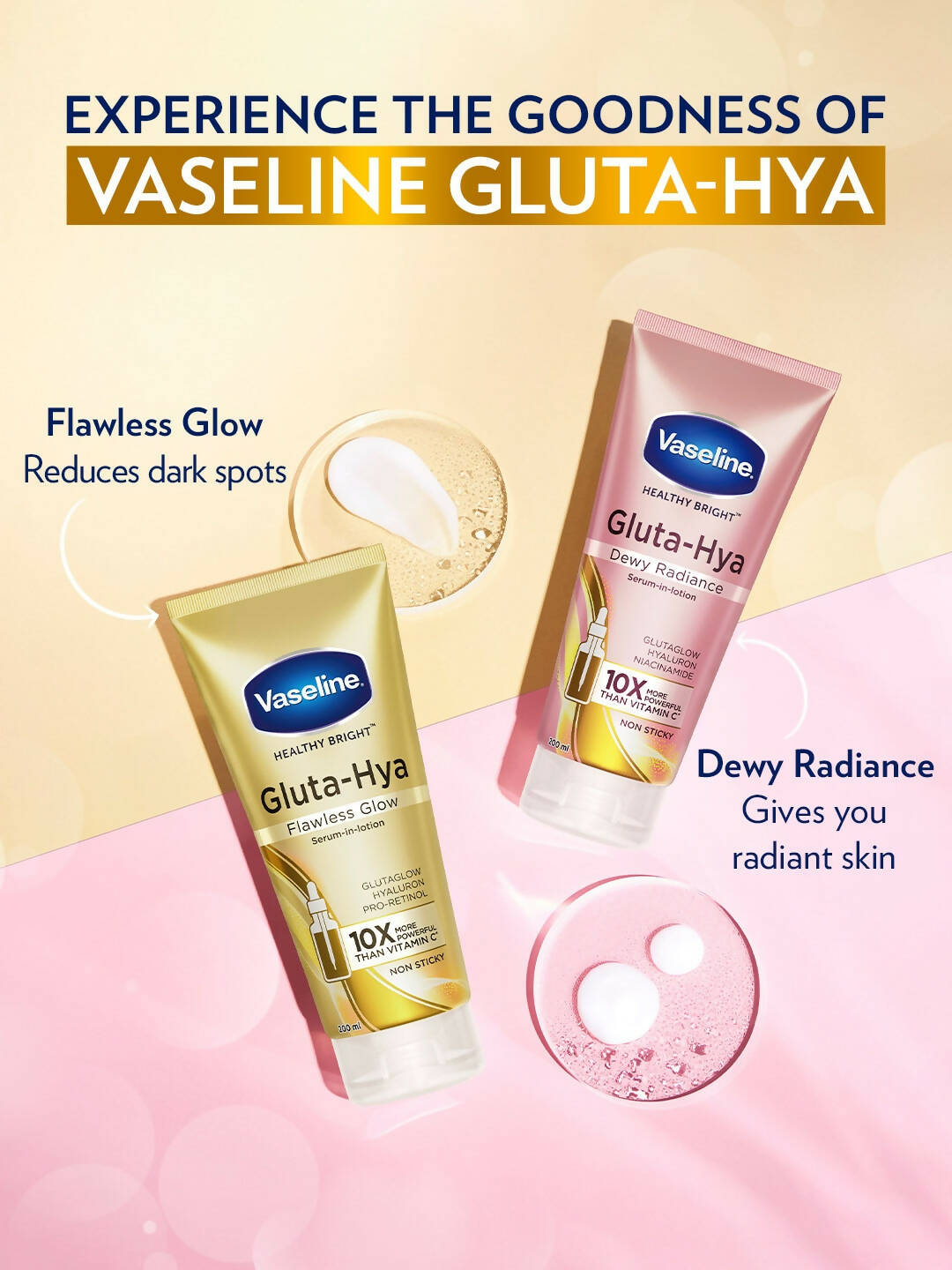 Vaseline Gluta Hya Serum-in-Lotion - Dewy Radiance & Flawless Glow Combo - Indyancart