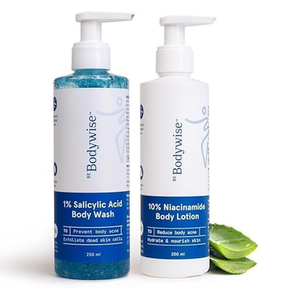 BeBodywise 1% Salicylic Acid Body Wash and 10% Niacinamide Body Lotion - Indyancart