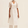 Women's White Embroidered Cotton Salwar Suit