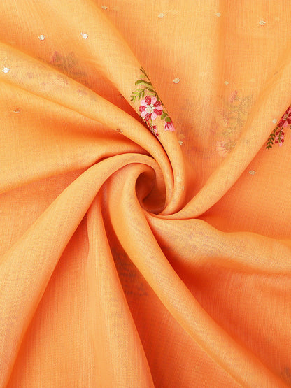 Dhiyona GR Women's Kashmira Peach Orange Cotton Silk Saree