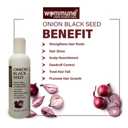 Wommune Pure Onion Blackseed Hair Oil For Hair Growth