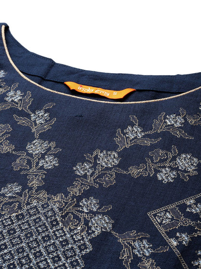 Indyancart IE Geometric Foil Printed Kurta