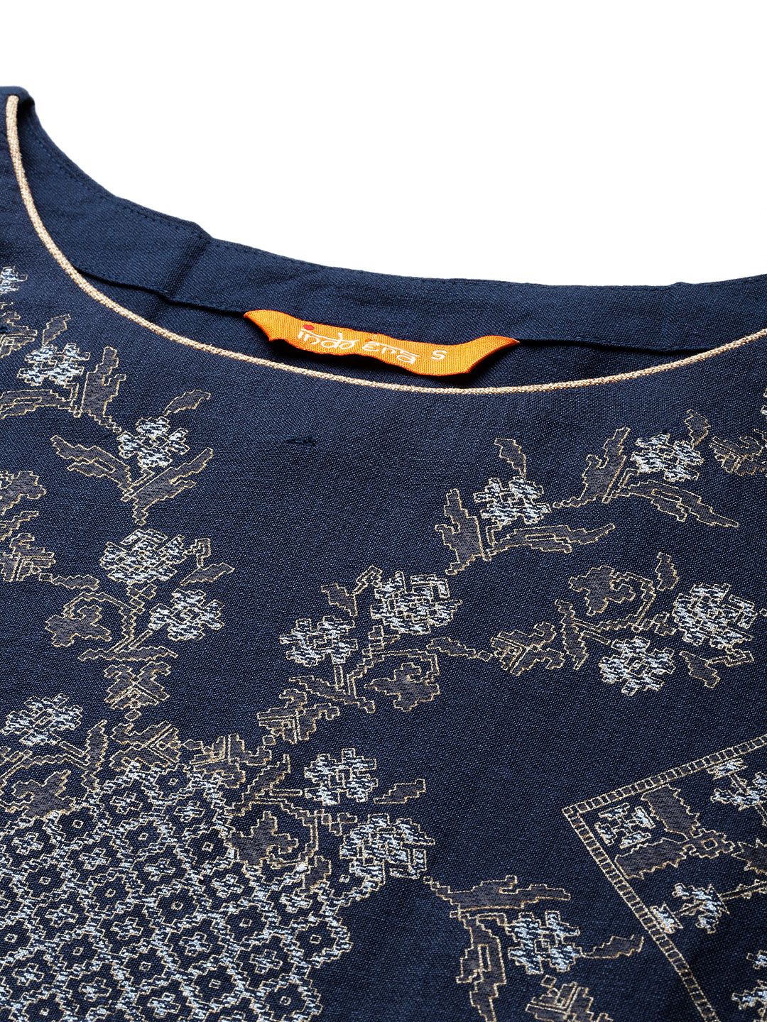 Indyancart IE Geometric Foil Printed Kurta