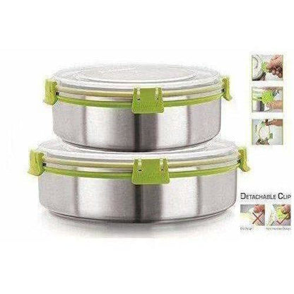Stainless Steel Airtight & Leak Proof Containers Set, 1300 ml & 1750 ml, Set Of 2