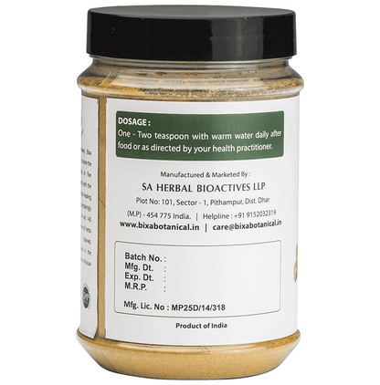 Bixa Botanical Vacha Powder, an Ayurvedic herbal powder with fine brownish-green texture, used in traditional herbal remedies.