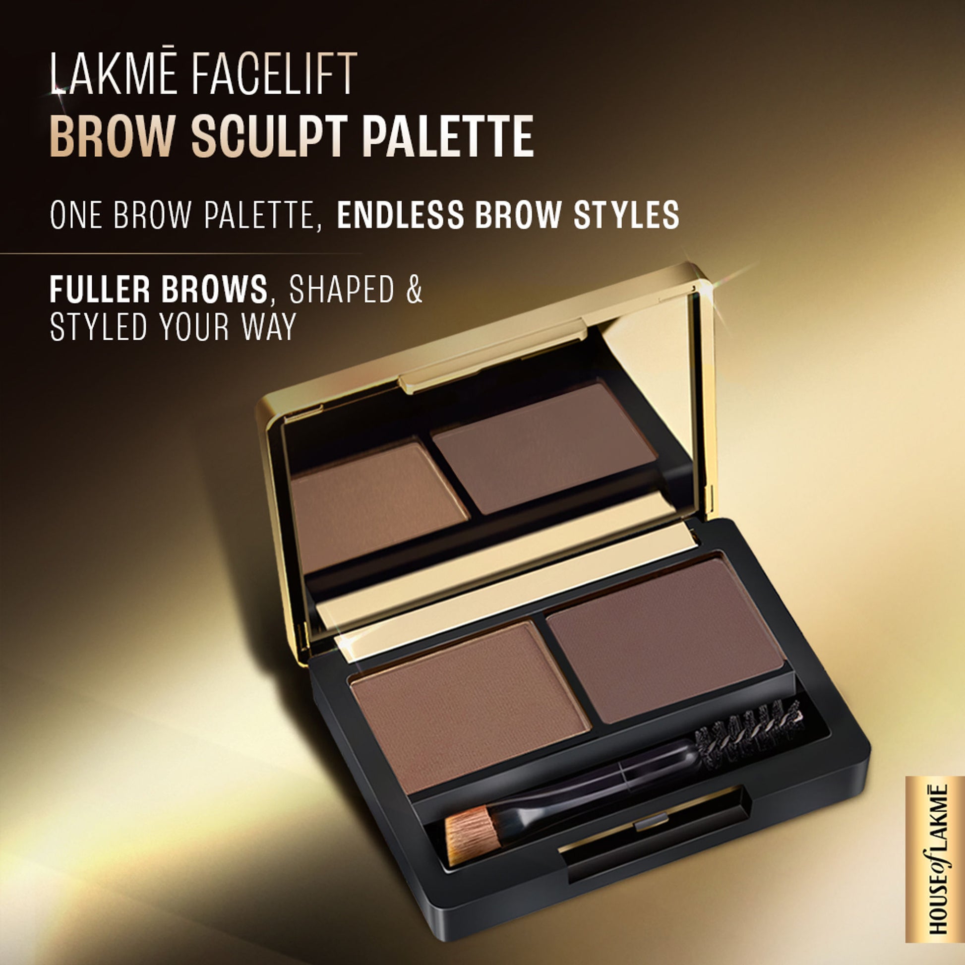 Lakme Facelift Brow Sculpt Palette With Dual Applicator, Natural Matte Finish