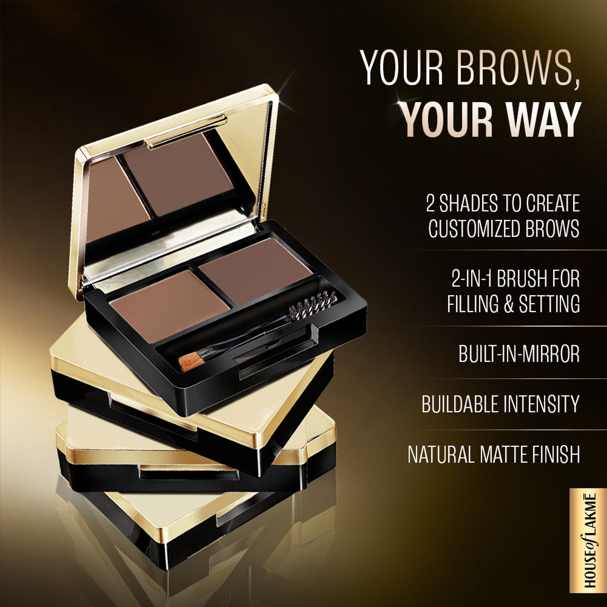 Lakme Facelift Brow Sculpt Palette With Dual Applicator, Natural Matte Finish