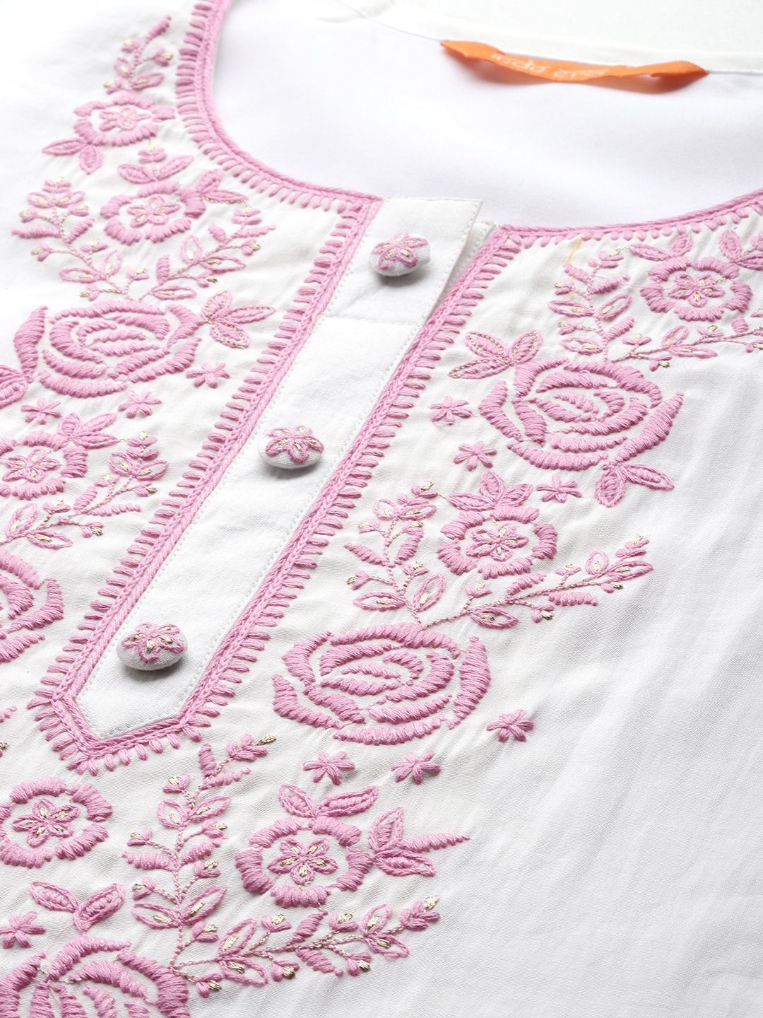Indyancart IE Women Floral Embroidered Regular Thread Work Kurta with Trousers & With Dupatta