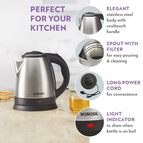 Borosil 1.5 L Stainless Steel Electric Kettle